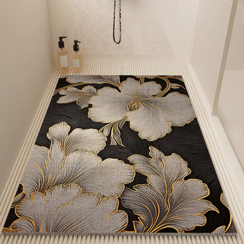 Elegant Floral Pattern Bath Mat Kalsten