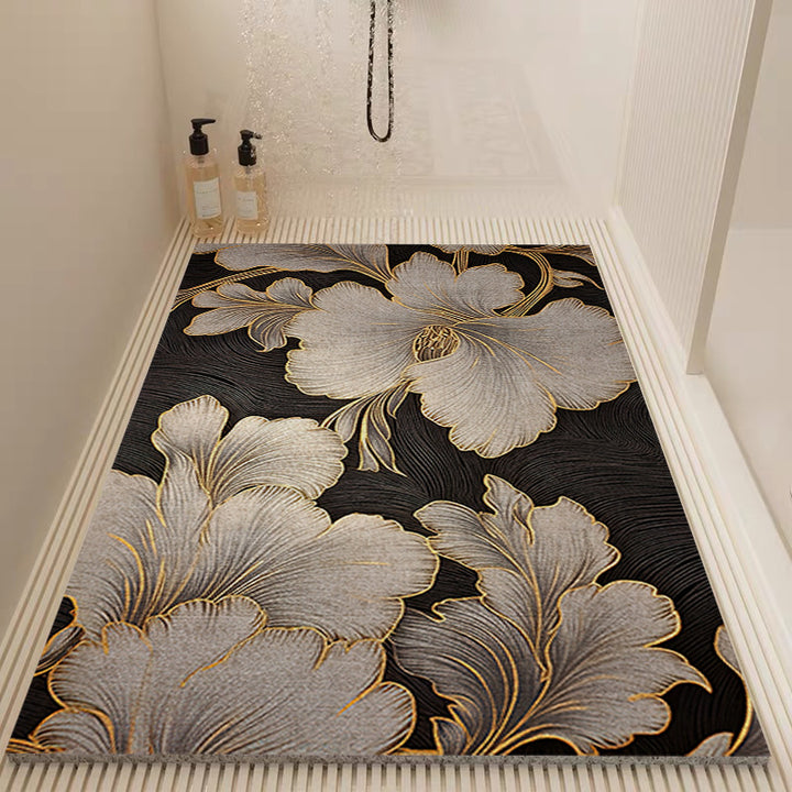 Elegant Floral Pattern Bath Mat Kalsten