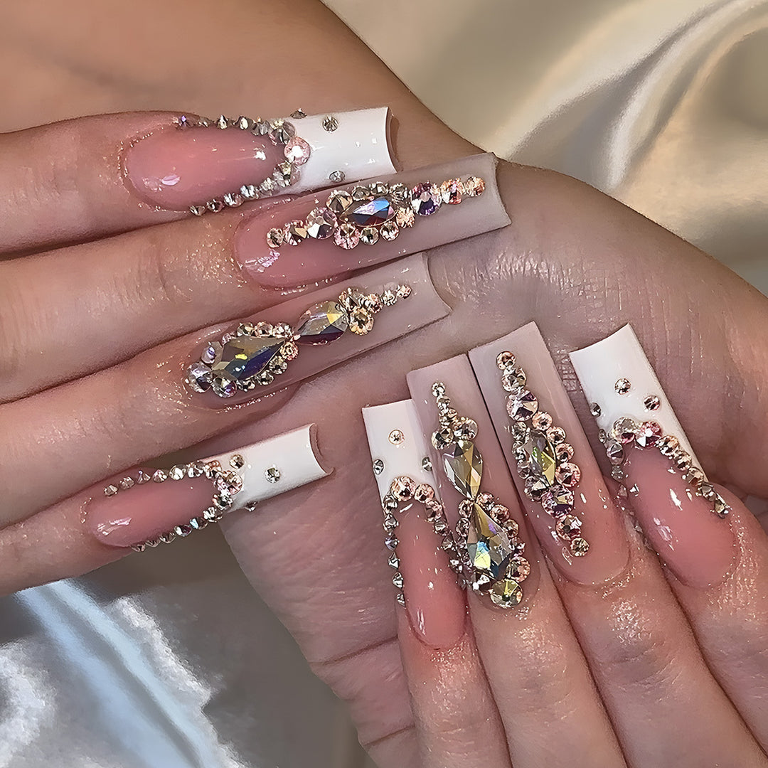 Artistic Rhinestone-Embellished Press-On Nails Kalsten