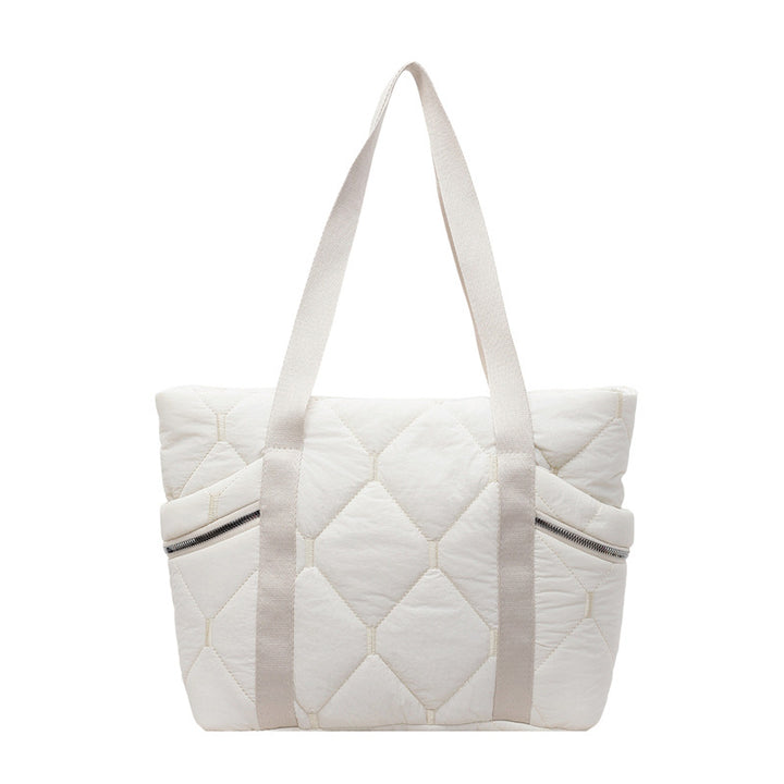 Quilted Multi-Pocket Tote Bag