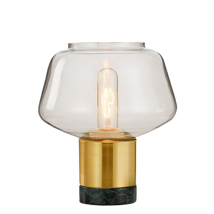 Geometric Glass Table Lamp with Brass and Marble Base