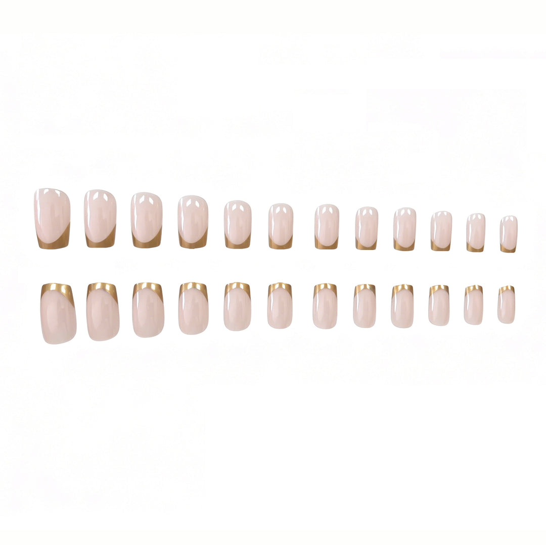 Elegant Gold-Trimmed Acrylic Nail Enhancements Kalsten
