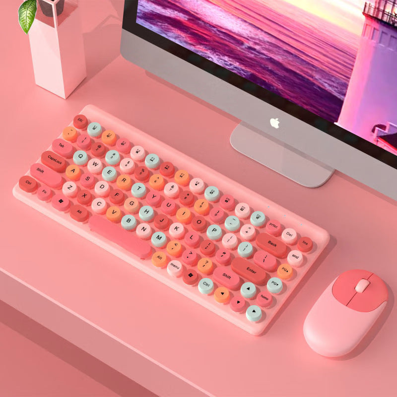 Retro Round-Key Wireless Keyboard and Mouse Set Kalsten