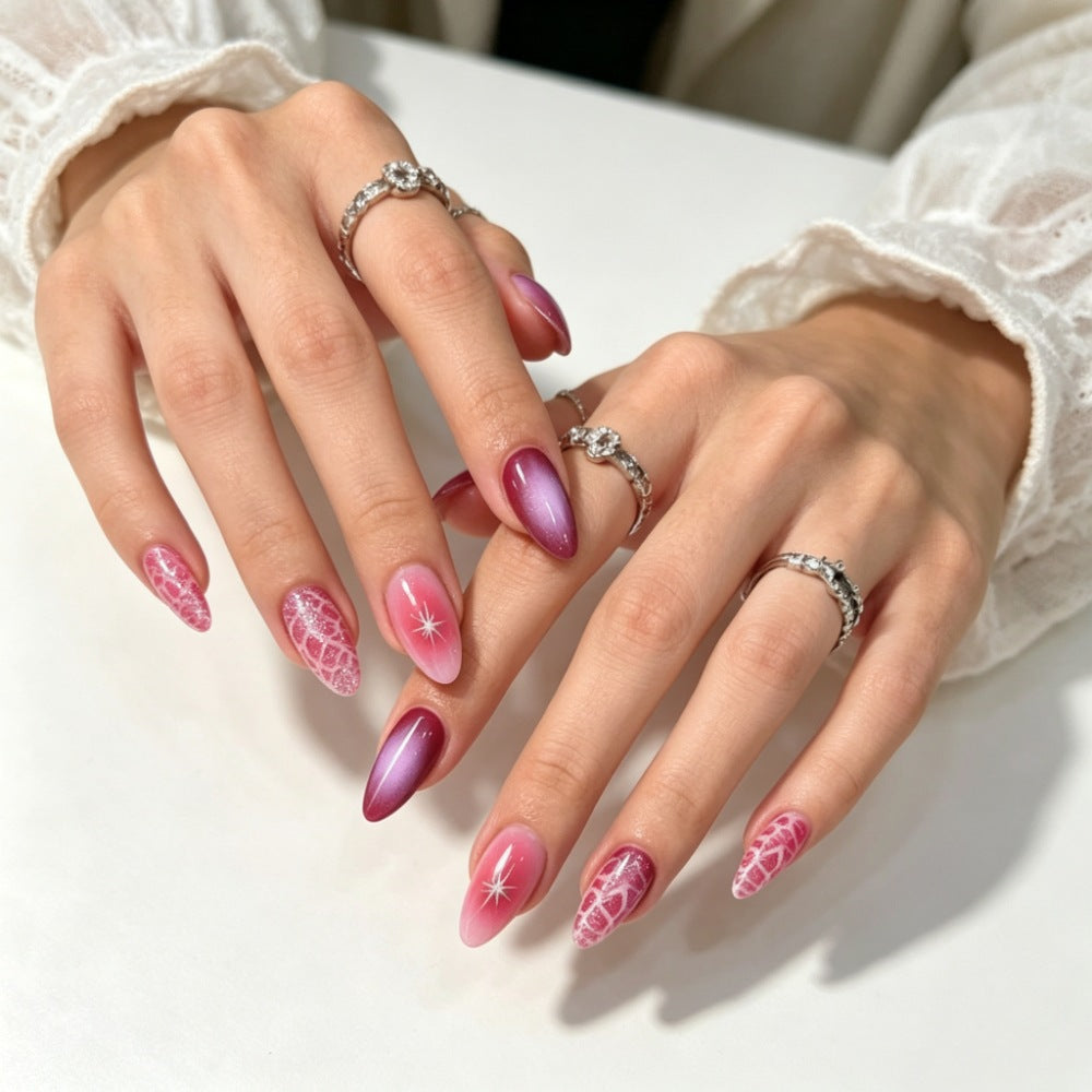 Artificial nails with elegant ombre design and creative accents Kalsten