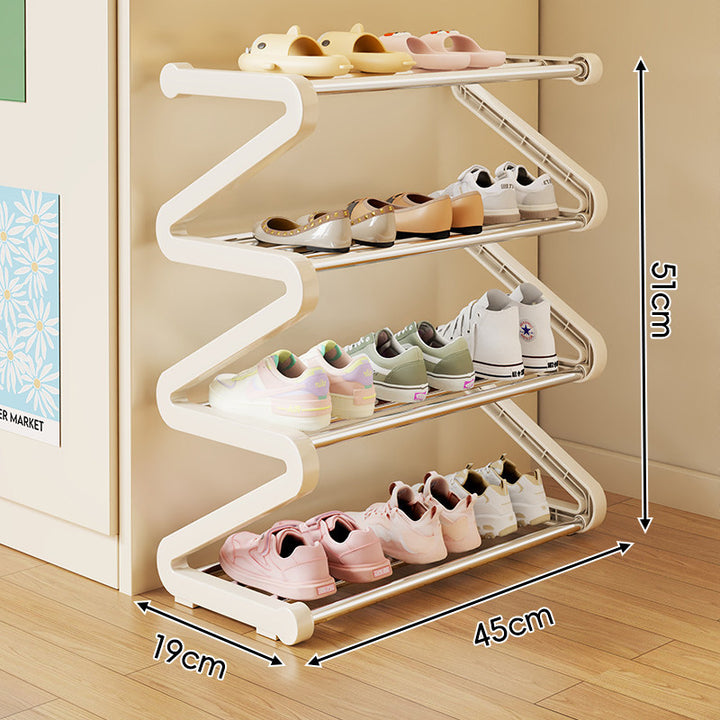 Compact Zigzag Multi-Tier Vertical Shoe Storage Rack