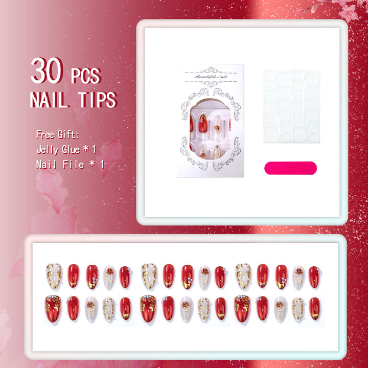 Elegant Floral Accent Press-On Nail Set