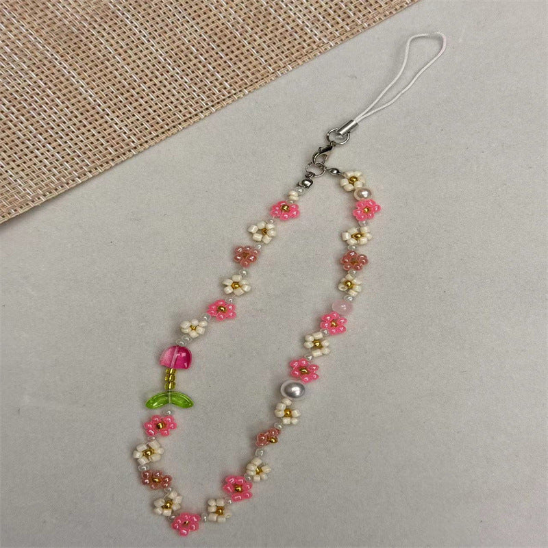 Floral Beaded Phone Strap Kalsten