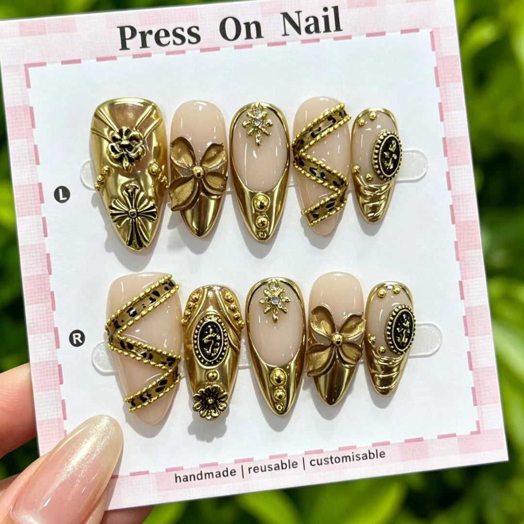 Artistic Cherry-Inspired Press-On Nails