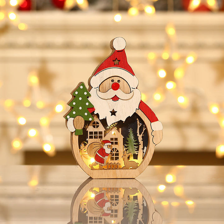 Decorative Santa Scene Wood Figurine Kalsten