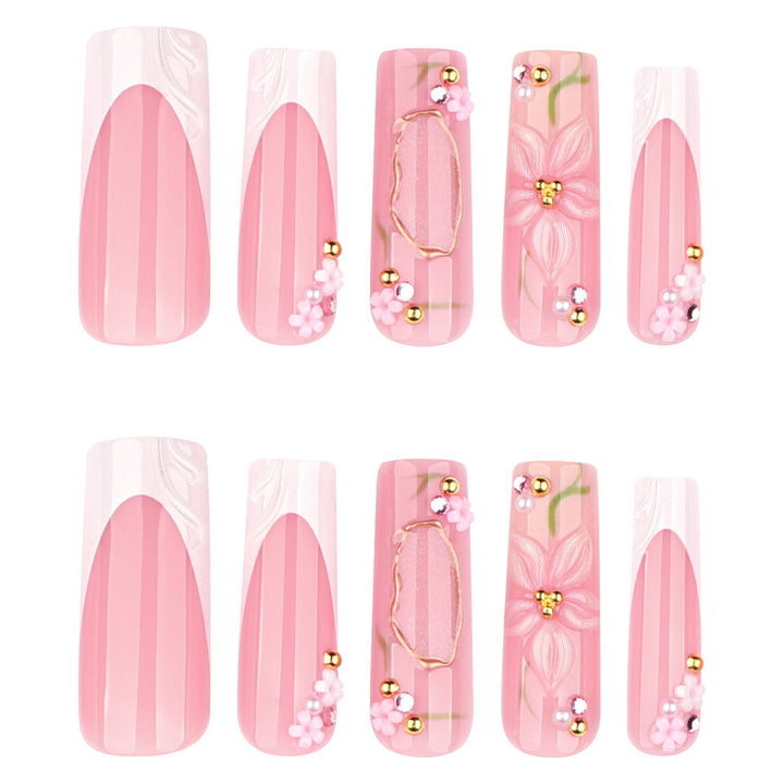 Artful nail extensions with floral embellishments Kalsten