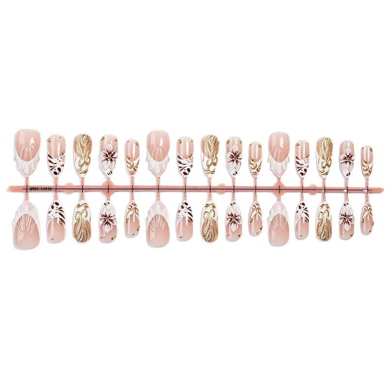 Elegant Floral Themed Press-On Nail Art Kalsten