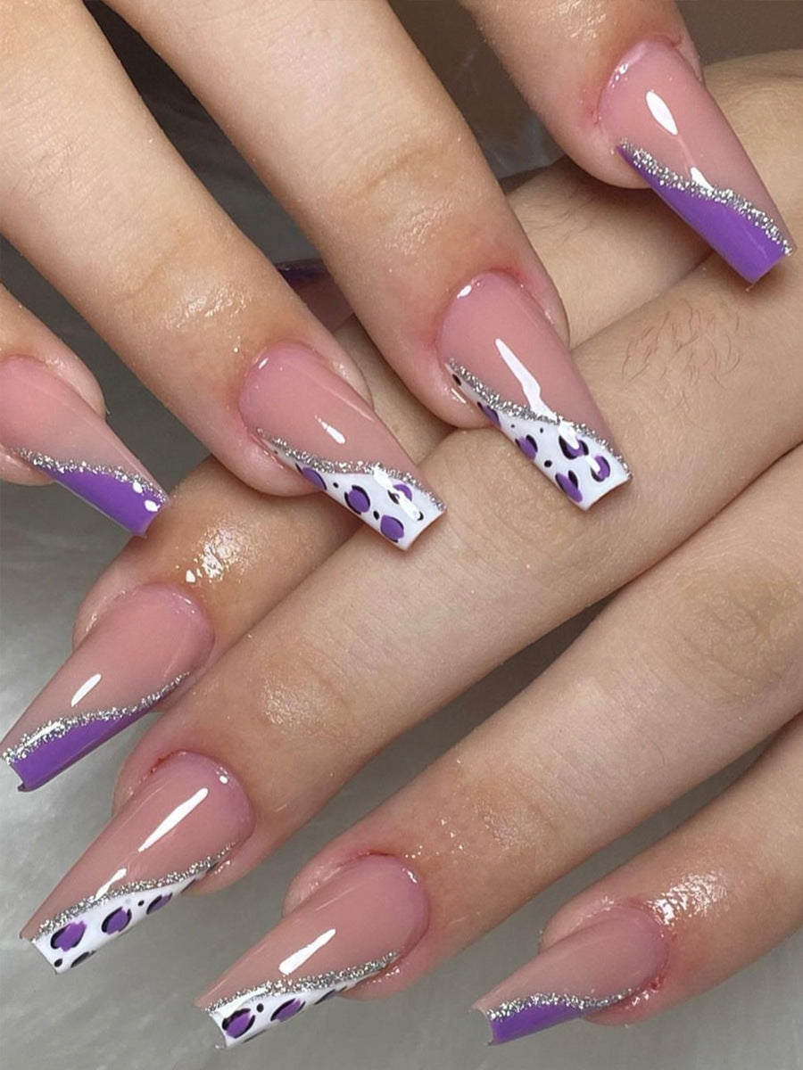 Artistic Press-On Nail Set with Sparkling Tips and Unique Patterns Kalsten