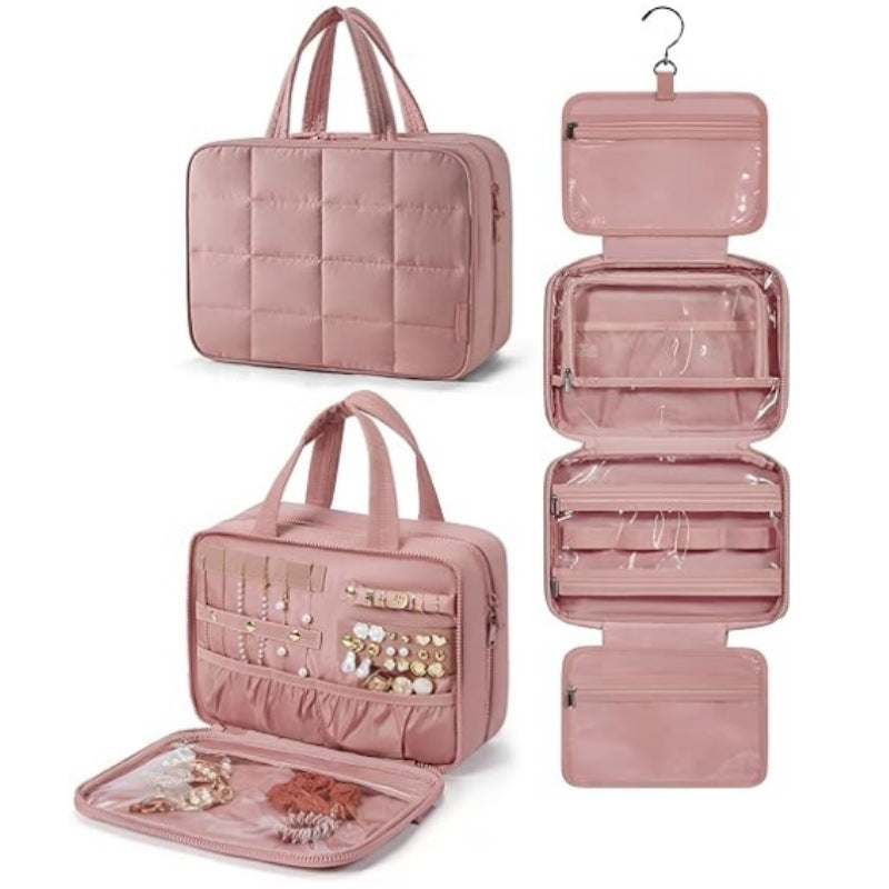 Jewelry Organizer Bag with Removable Hook and Transparent Compartment Division Kalsten