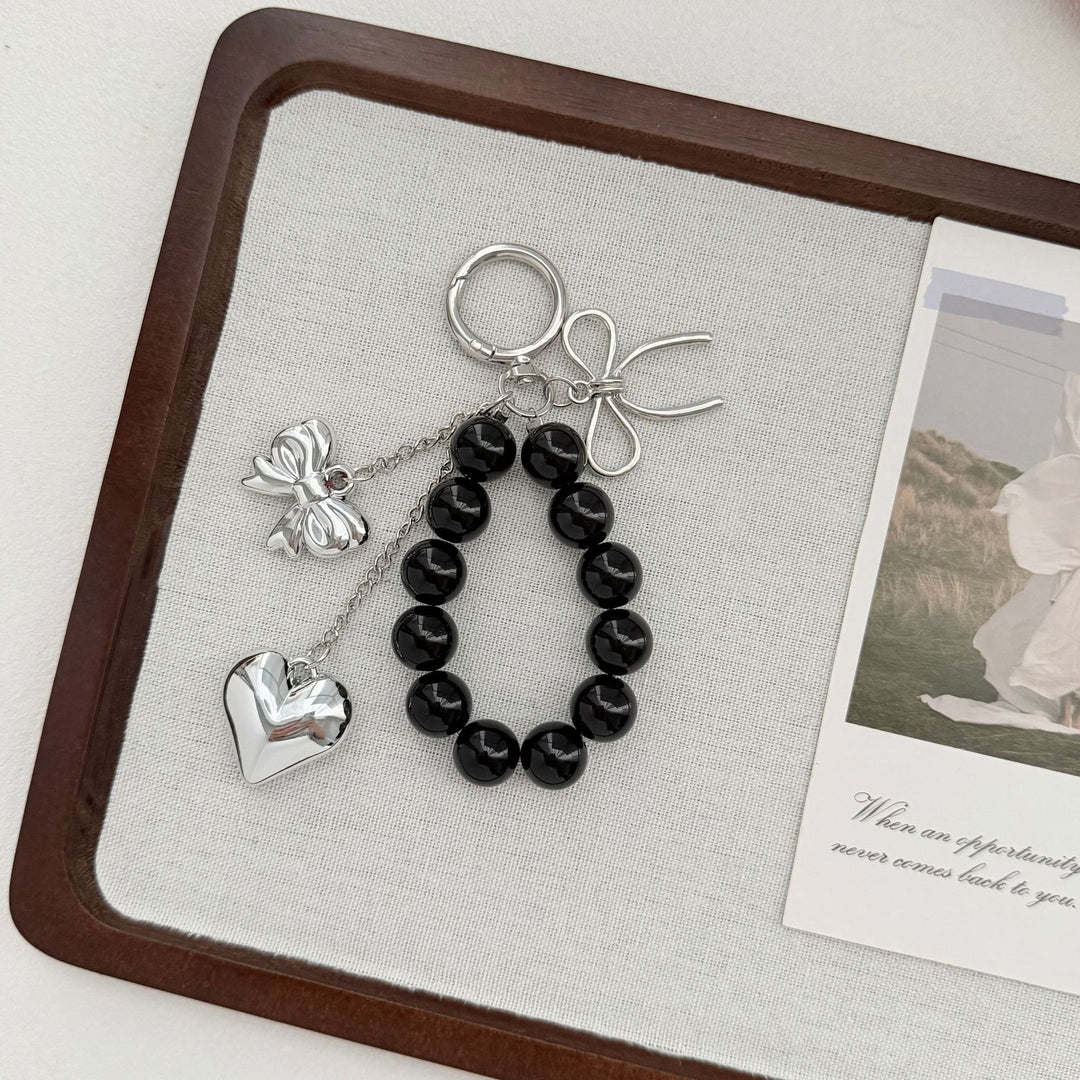 Elegant Heart and Bow Charm Keychain Kalsten