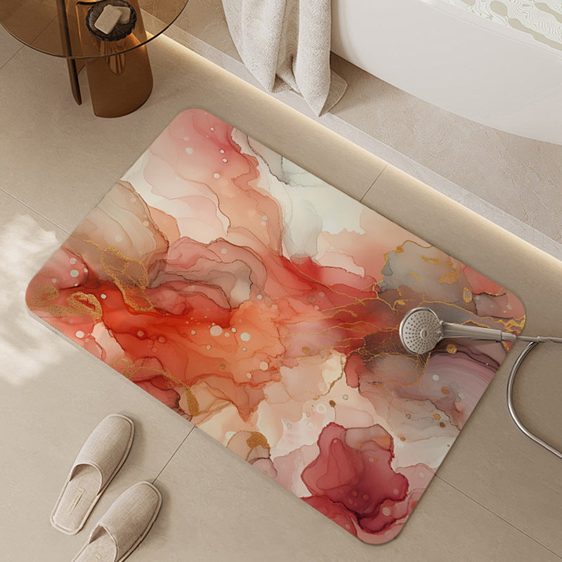 Artistic Floral Print Bath Mat