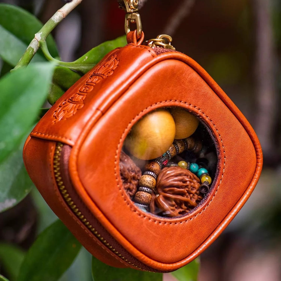 Leather Beaded Coin Pouch