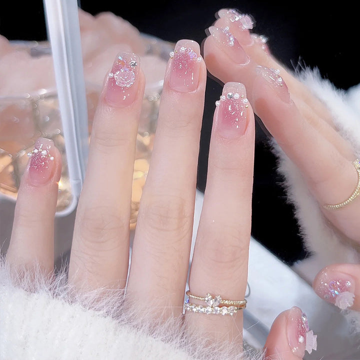 Artistic Press-On Nail Set with Glittery Star Accents Kalsten