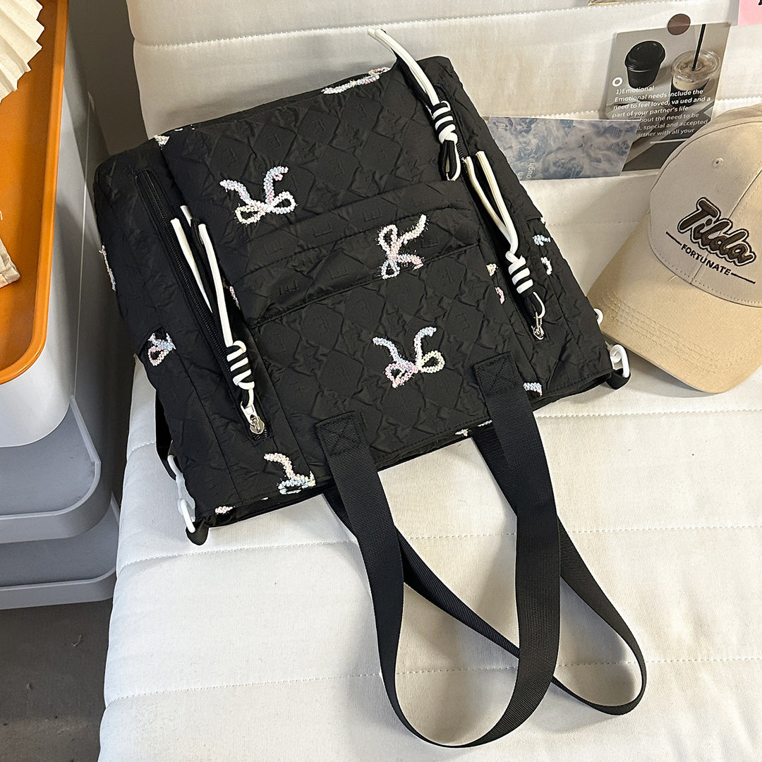 Embroidered Quilted Backpack Kalsten
