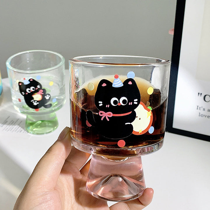 Playful drinking glass with cat motif Kalsten