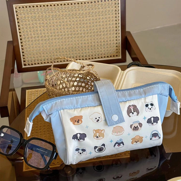 Cat-Themed Multi-Pocket Pencil Pouch