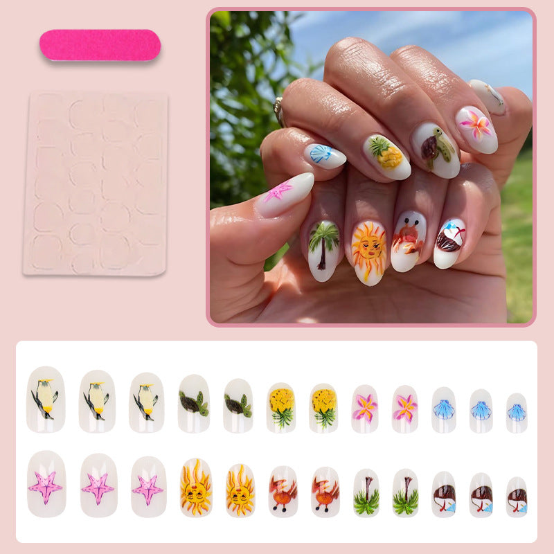 Artificial nail set with creative maritime motifs Kalsten