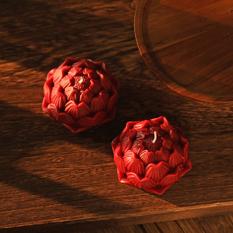 Handcrafted Sculptural Petal Lotus Tabletop Candle