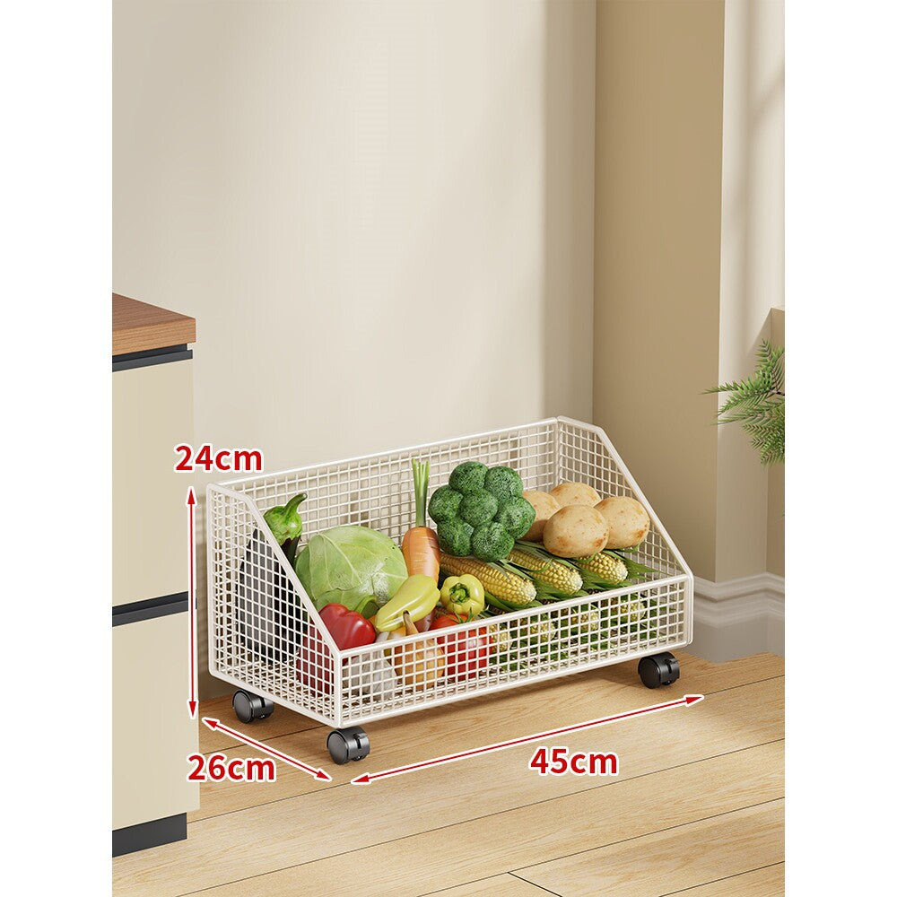 Two-Tier Mesh Rolling Kitchen Produce Storage Cart