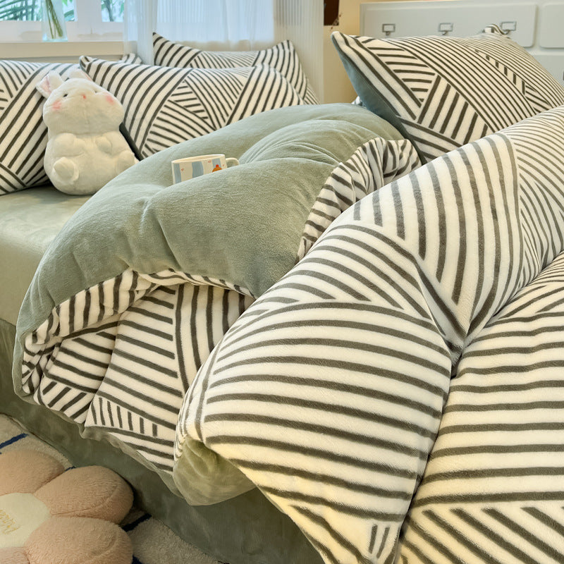 Plush Reversible Microfiber Comforter Set With Oversized Bolstered Body Pillow And Geometric Print