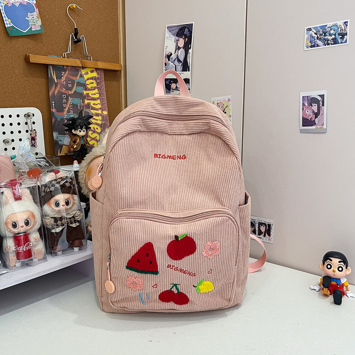 Stylish Embroidered Fruit Pattern Backpack Kalsten
