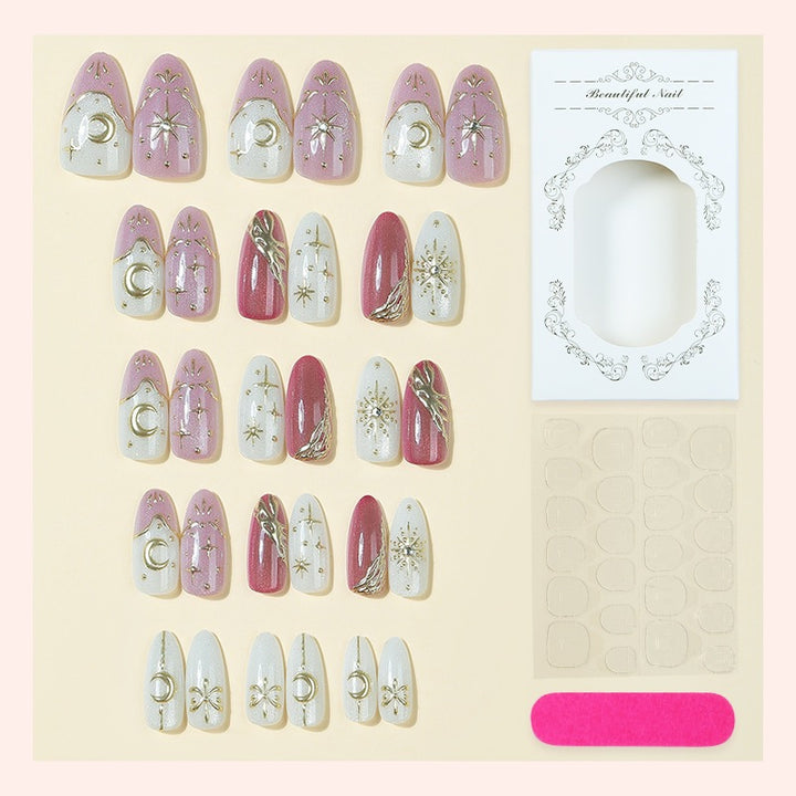 Artificial nail set with glamorous glitter and star accents Kalsten