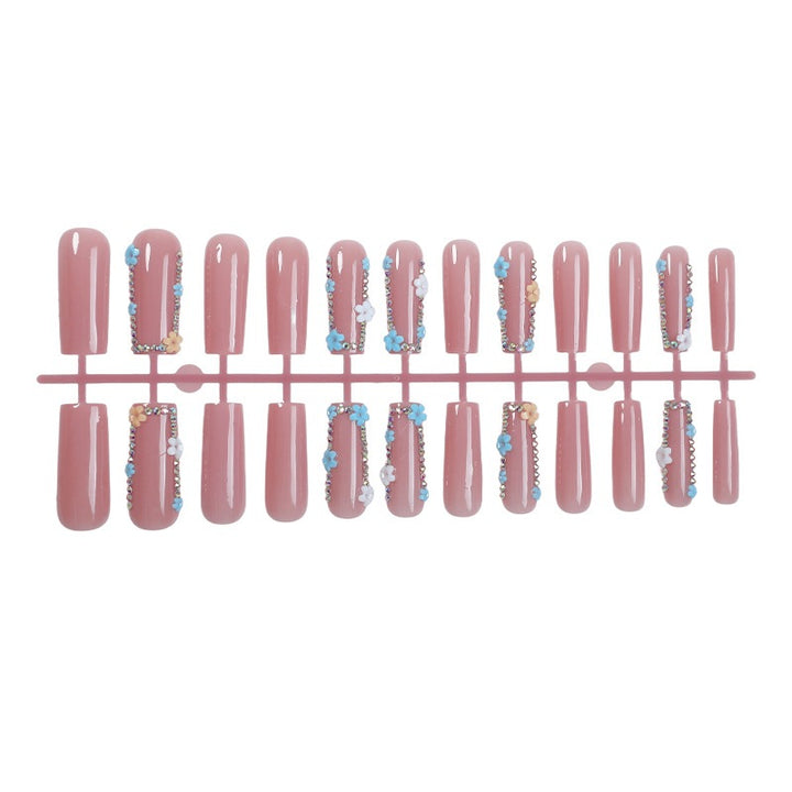 Artificial nail set with shimmering flower and glitter decorations Kalsten