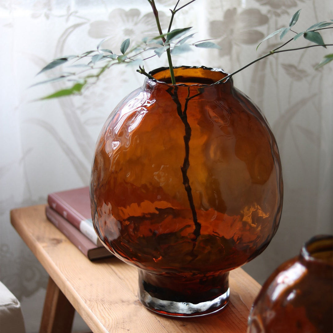 Handblown Organic Mushroom-Shaped Pedestal Vase with Thick Base Kalsten