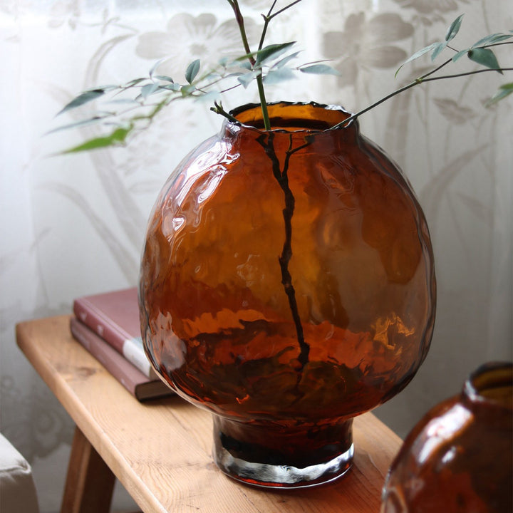 Handblown Organic Mushroom-Shaped Pedestal Vase with Thick Base Kalsten