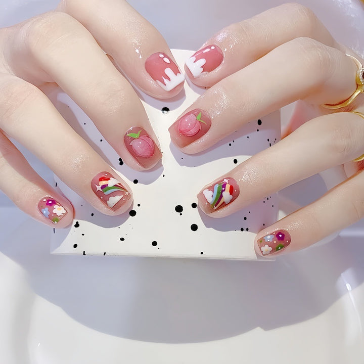 Artificial nails with cheerful flower designs Kalsten