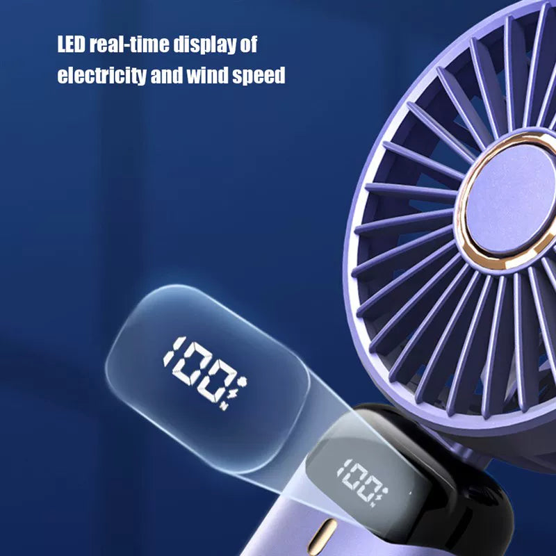 Unisex one size foldable rechargeable handheld fan with LED battery status indicator and detachable charging station Kalsten