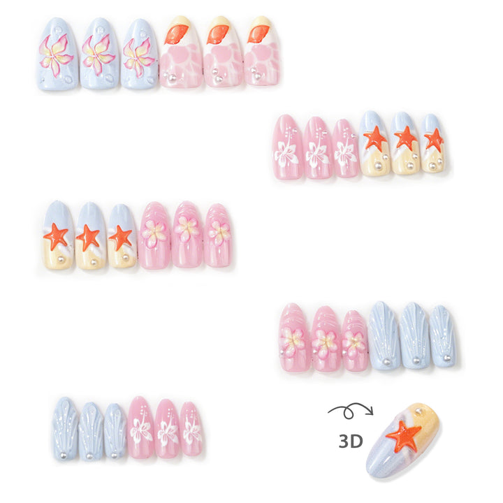 Tropical-Inspired Decorative Press-On Nail Art Set