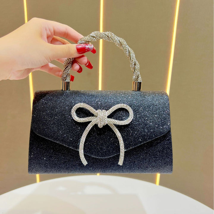 Sparkling Bow-Detail Evening Handbag