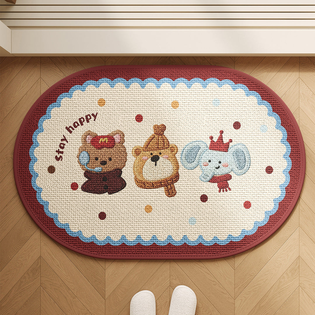 Cartoon-Themed Plush Area Mat for Home