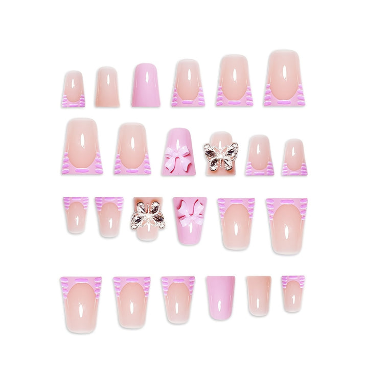 Decorative Press-On Nail Art Set with Butterfly and Bow Accents Kalsten