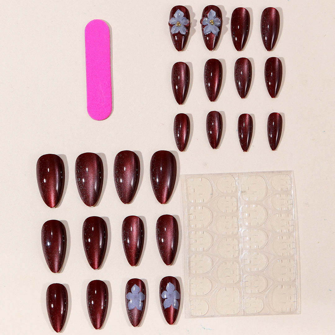 Elegant Floral Accented Nail Art Extensions Kalsten