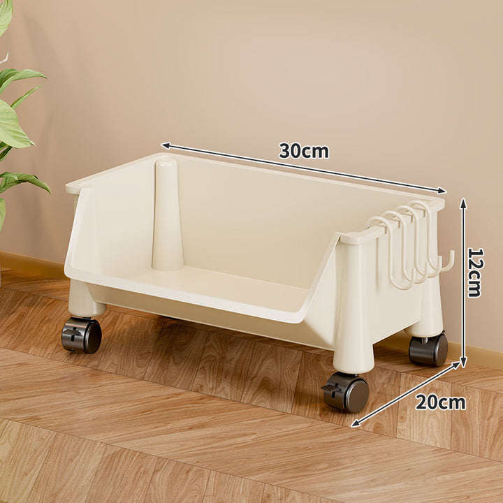 Rolling Under-Desk Storage Caddy with Swivel Casters and Side Hook Rack