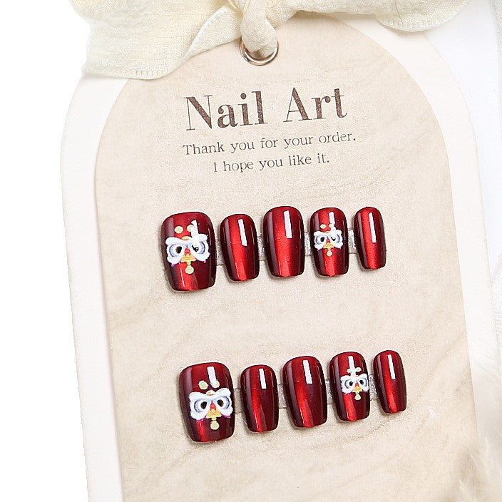 Elegant Rhinestone-Embellished Press-On Nail Art