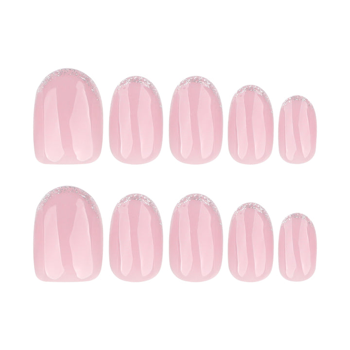 Acrylic nail set with elegant French tip and glitter accents Kalsten