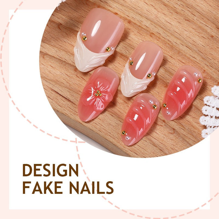 Artificial high-gloss nails with floral accents Kalsten