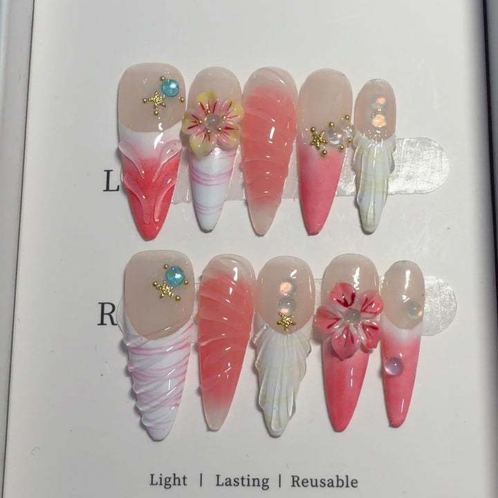 Creative 3D Floral Press-On Nail Art Set