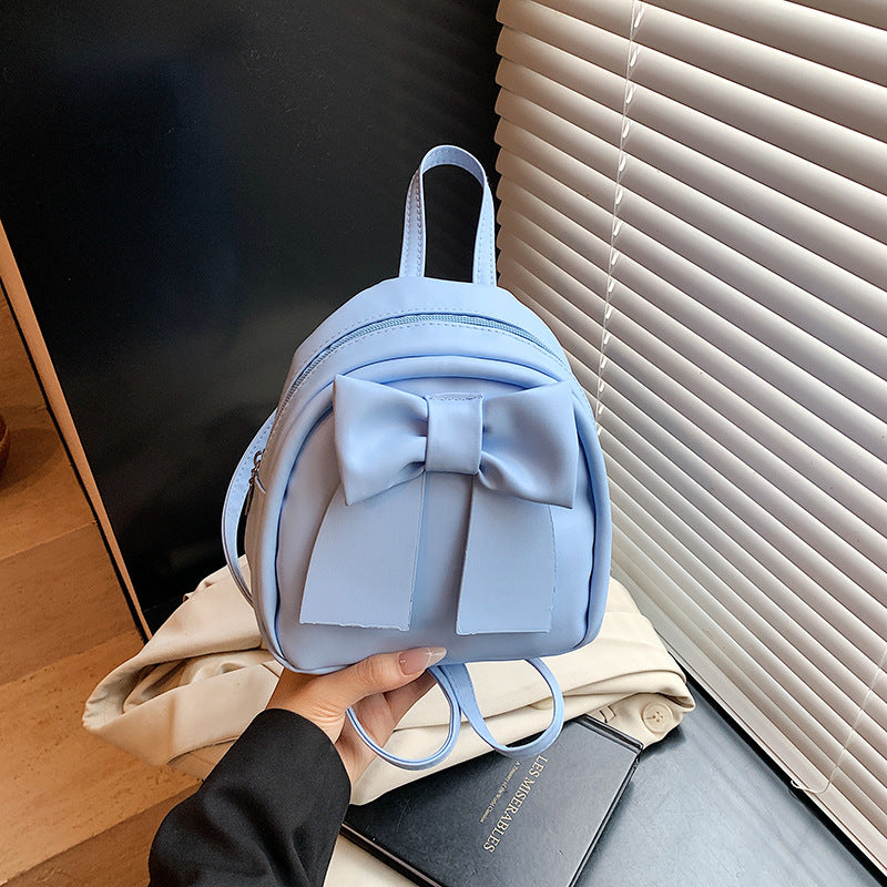 Bow-Accented Faux Leather Mini Backpack