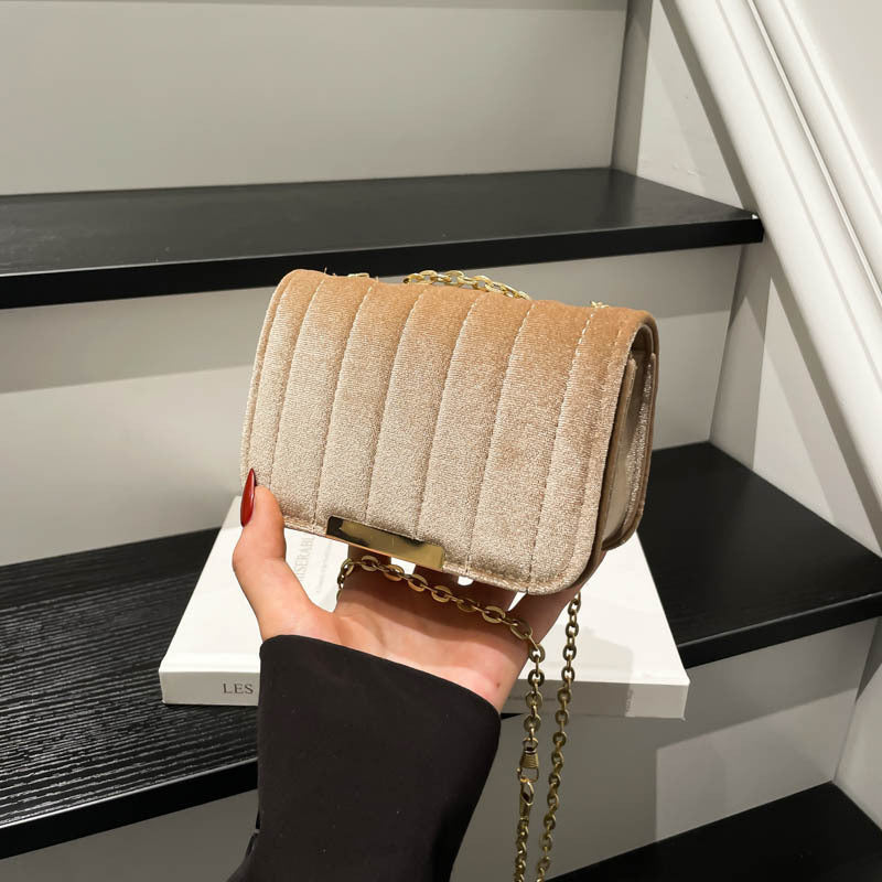 Elegant Quilted Velvet Crossbody Bag Kalsten