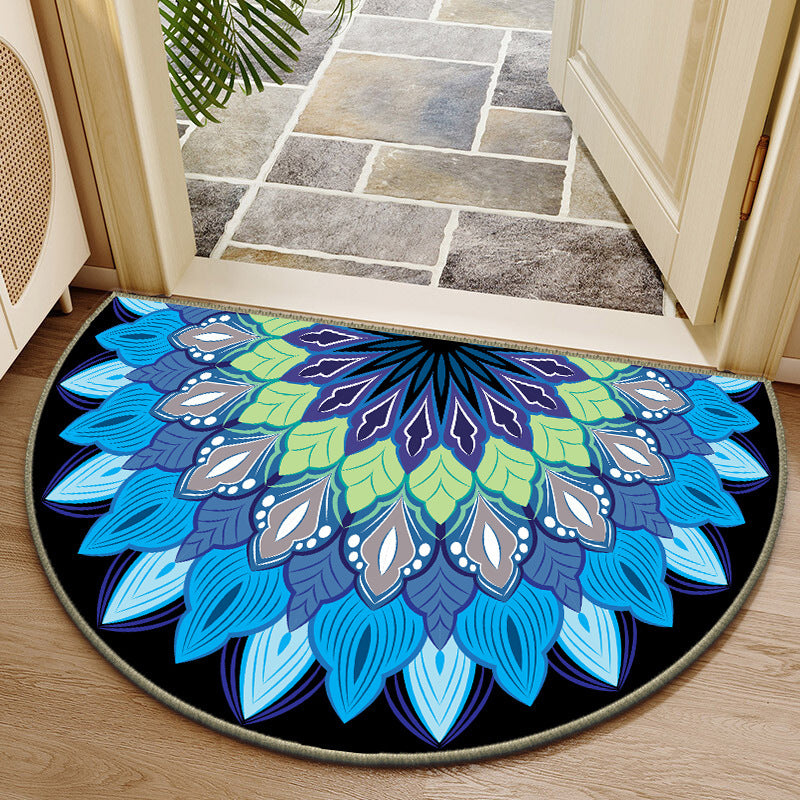 Elegant Round Floral Design Indoor Mat Kalsten