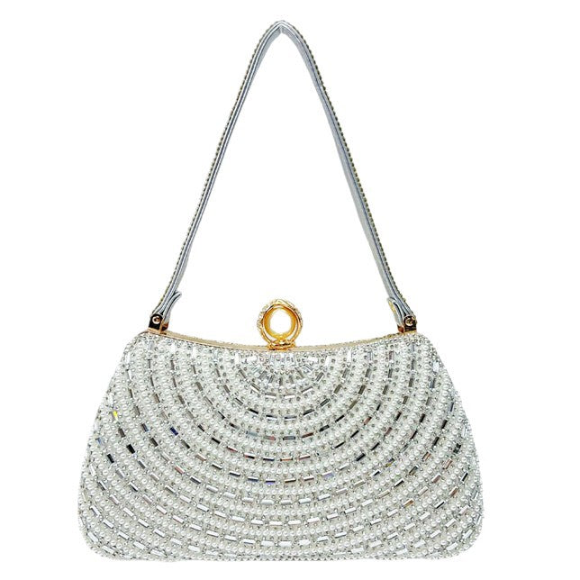 Decorative Crystal-Studded Evening Handbag