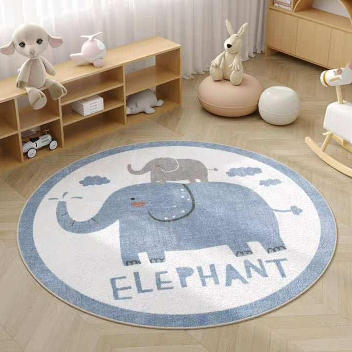 Educational Animal-Themed Round Area Rug